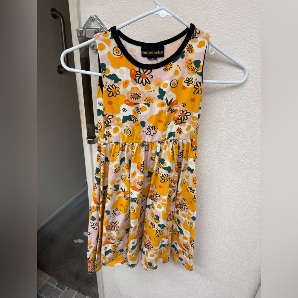 Nooworks Kids Tiny Dancer  Floral Dress - Yellow, Black, and Green